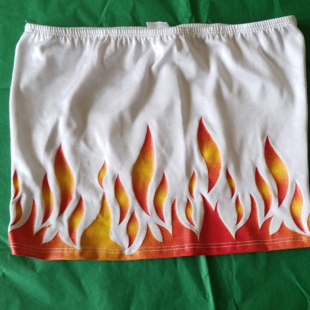 Strapless top. White with Flames.